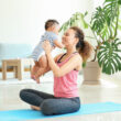 postpartum exercise, pelvic floor therapy, exercise after baby, exercise after childbirth, exercises with baby, yoga with baby, baby yoga